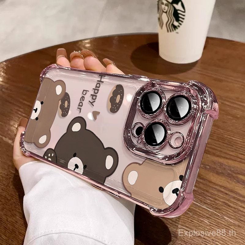 3 in1 หมีสีน้ําตาล Doughnuts สําหรับ Vivo Y02S Y02 Y20 Y21S Y22S Y28 4G Y29 Y04 Y33S Y35 4G Y35 + Y2