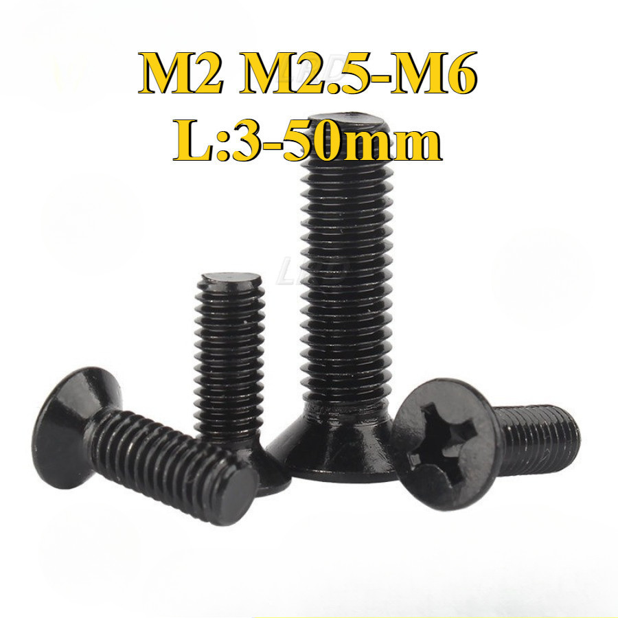 สกรูหัวจมแฉกสแตนเลส 304 สีดํา M2/M2.5/M3/M4/M5/M6 * L3-50mm [LRD-G]