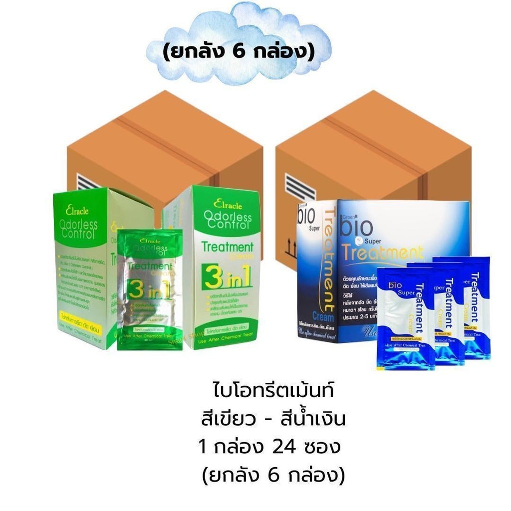 (Sale 8.8) (ยกลัง 6 กล่อง) ไบโอ ทรีทเมนท์ 1กล่อง 24 ซอง น้ำเงิน-เขียว