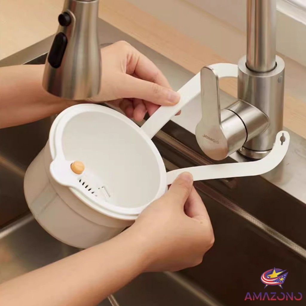 Amaz ตะกร้ากรองเศษอาหาร  ตะกร้าแบบแขวน สะดวกเพียงกดเพื่อใหก้นตะกร้าเทเศษอาหารทิ้ง 1 ชิ้น Draining basket - รูปที่ 5