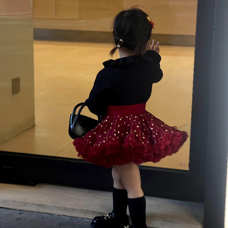 COD กระโปรงถ้วยฟู กระโปรงตาข่าย TUTU กระโปรงฟูฟ่องโบว์ใหญ่ เจ้าหญิงสไตล์ลูกคุณหนู - รูปที่ 3