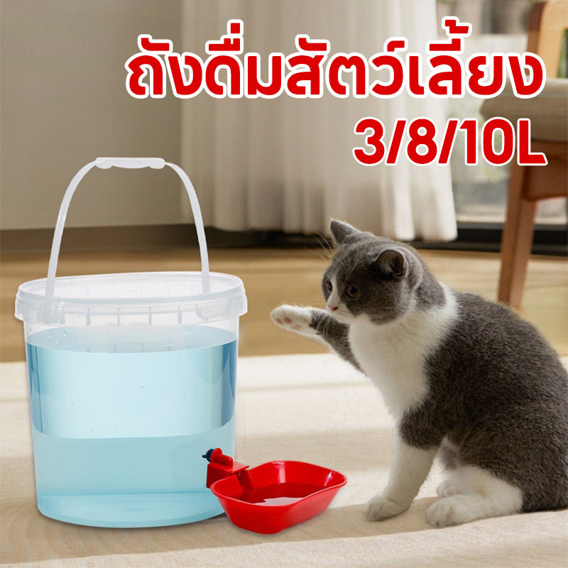 3/8/10L ถังดื่มสัตว์เลี้ยง เครื่องจ่ายน้ําแมว ที่ให้น้ำอัตโนมัติ เงียบมาก แบบใส ปลอดภัย