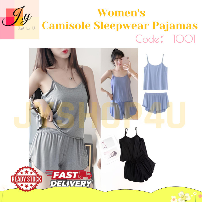 (JYSHOP4U) ชุดนอนชุดนอนสายเดี่ยวสําหรับผู้หญิงและกระโปรง