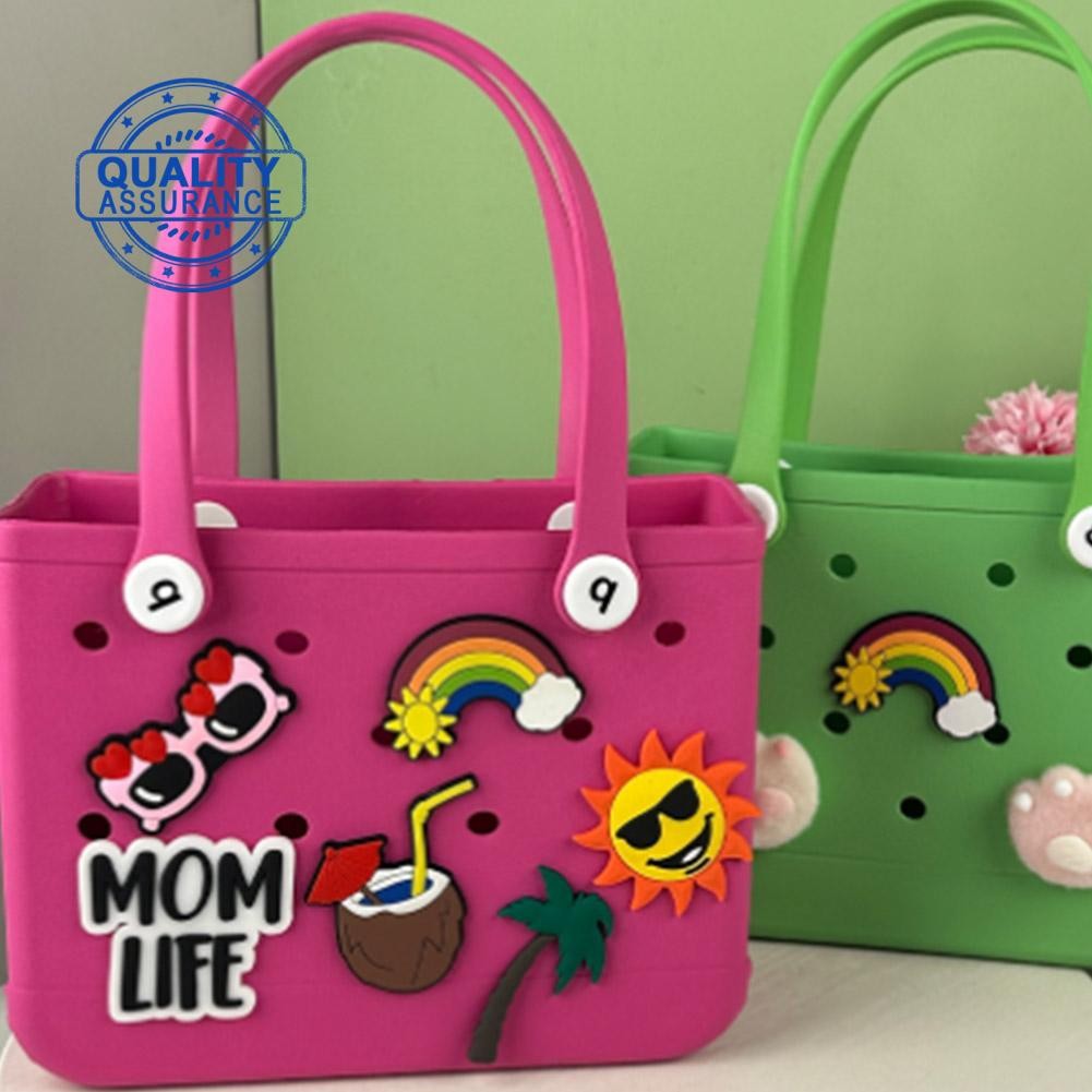 กระเป๋าอุปกรณ์เสริมสำหรับชายหาด DIY ตกแต่ง Eva Hole พวงกุญแจพร้อมหัวเข็มขัดด้านล่าง W6j4