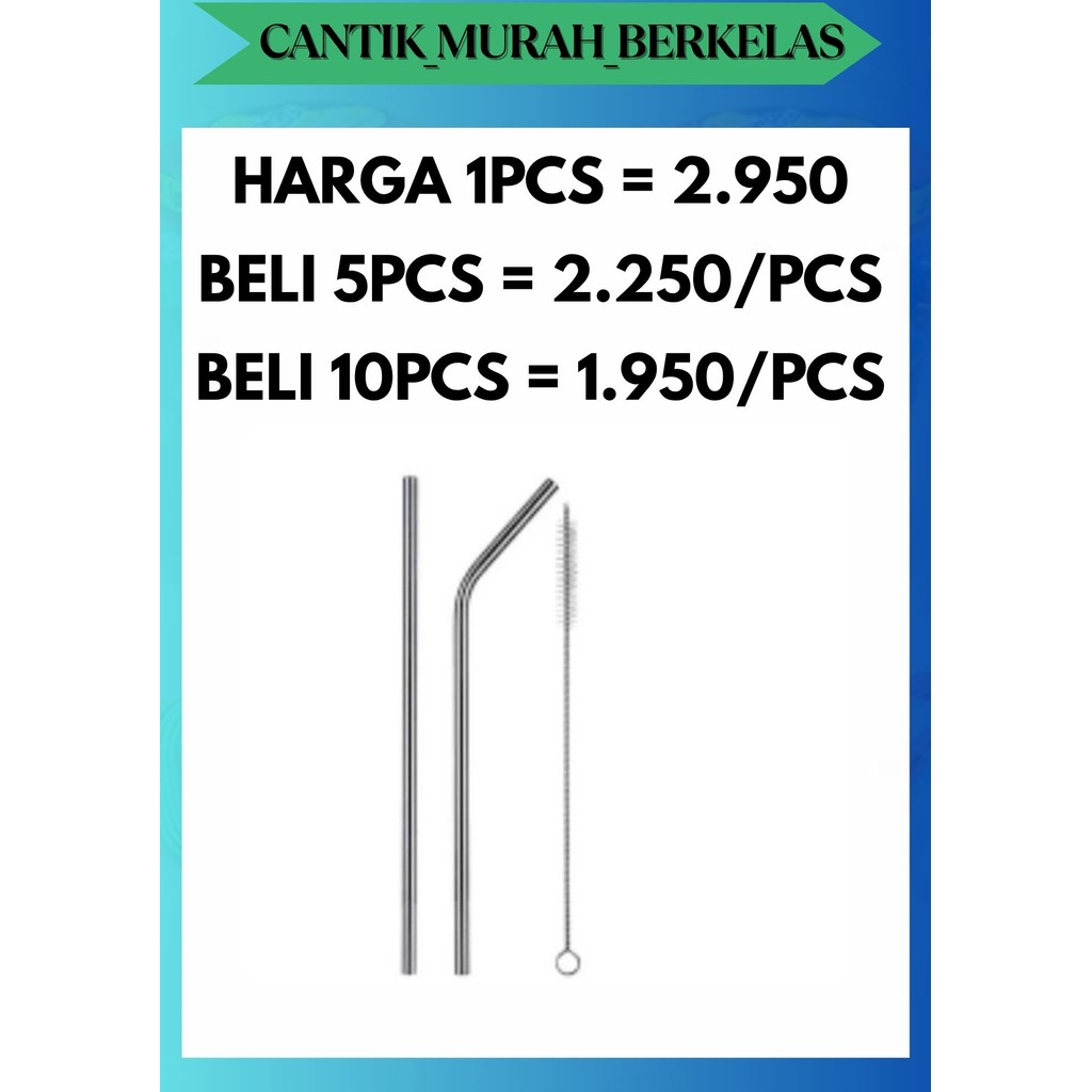 CMB STAINLESS STRAW ANTI-RUST BEND STRAIGHT CURVED METAL DRINKING PIPETTE PREMIUM CLEANING BRUSH