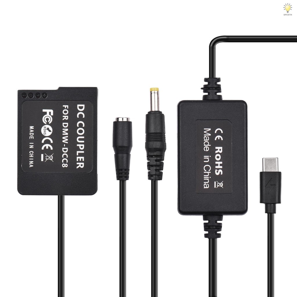 PD USB Type-C สาย DMW-DCC8 Dummy แบตเตอรี่ DC Coupler DMW-BLC12 สําหรับ Panasonic LUMIX DMC-FZ2500 F