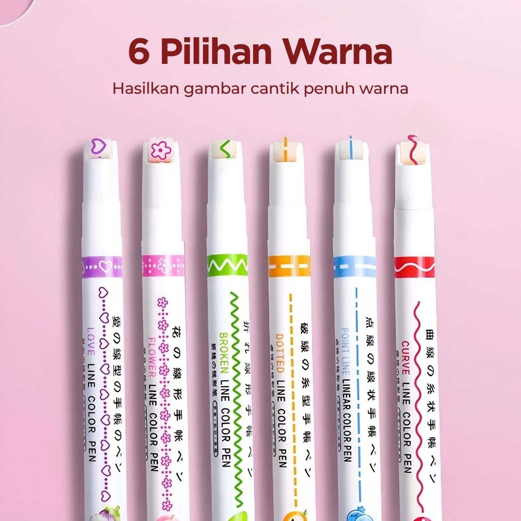 JKMLLCM Xuanxuan Lace Marker ปากกาดอกไม้ Line Shape Highlighter ปากกา 6 ชิ้น - DM-7000-8