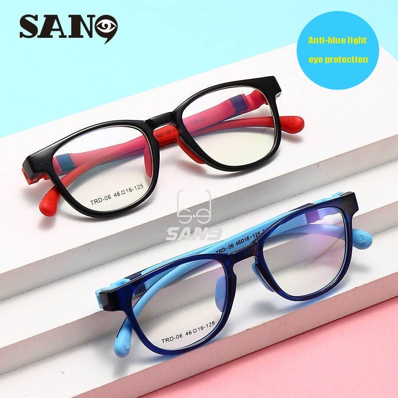 แว่นสายตาสำหรับเด็กนักเรียน พร้อมเลนส์เปลี่ยนได้ ขาซิลิโคน ป้องกันแสงสีฟ้า