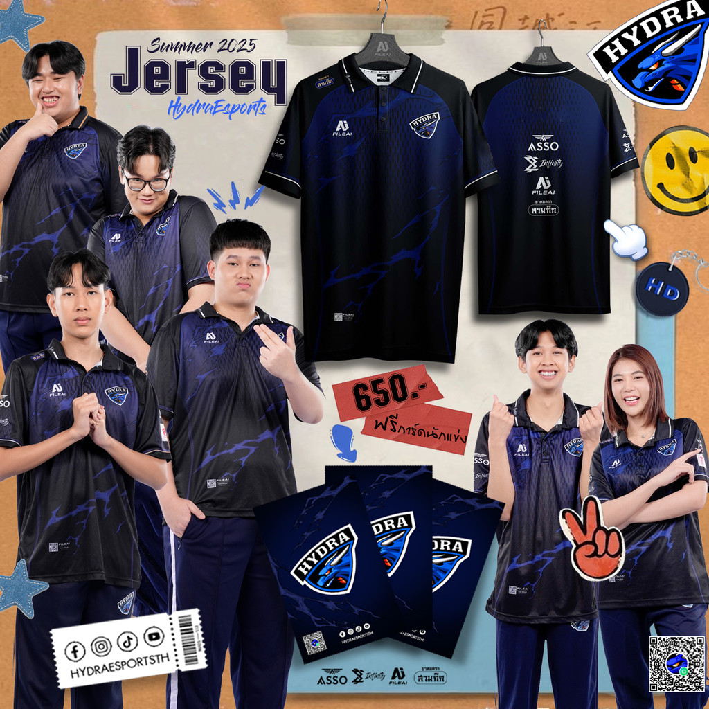 เสื้อแข่งทีม HYDRA E-sport Thailand สำหรับ Mobile Legends แห้งเร็ว เหมาะสำหรับซัมเมอร์