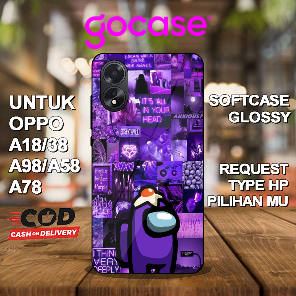 GO กรณี ( AG 21 ) Softcase Glossy สําหรับ Oppo A18 A38 A98 A58 A78 A77S A57 A76 A79 5G A15 A15S A12 