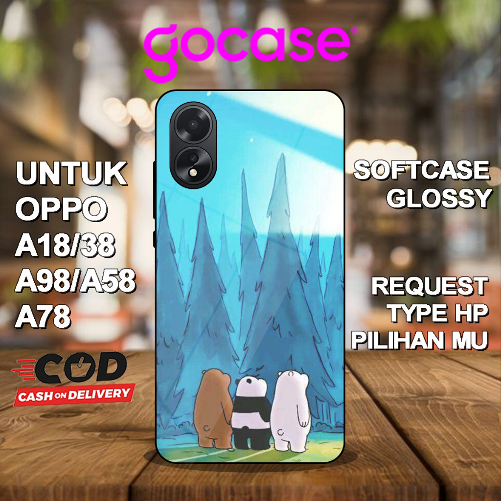 GO กรณี ( AG 5 ) Softcase Glossy สําหรับ Oppo A18 A38 A98 A58 A78 A77S A57 A76 A79 5G A15 A15S A12 A