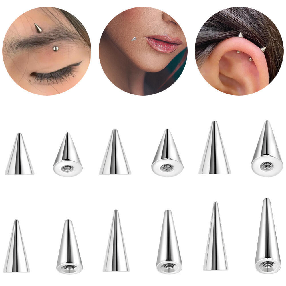 ต่างหูสแตนเลสแบบ Labret และ Spin Ear Stud ขนาด 6/8/10 มม. เหมาะสำหรับเจาะลิปและเน็กไทร์ ทั้งผู้หญิงและผู้ชาย