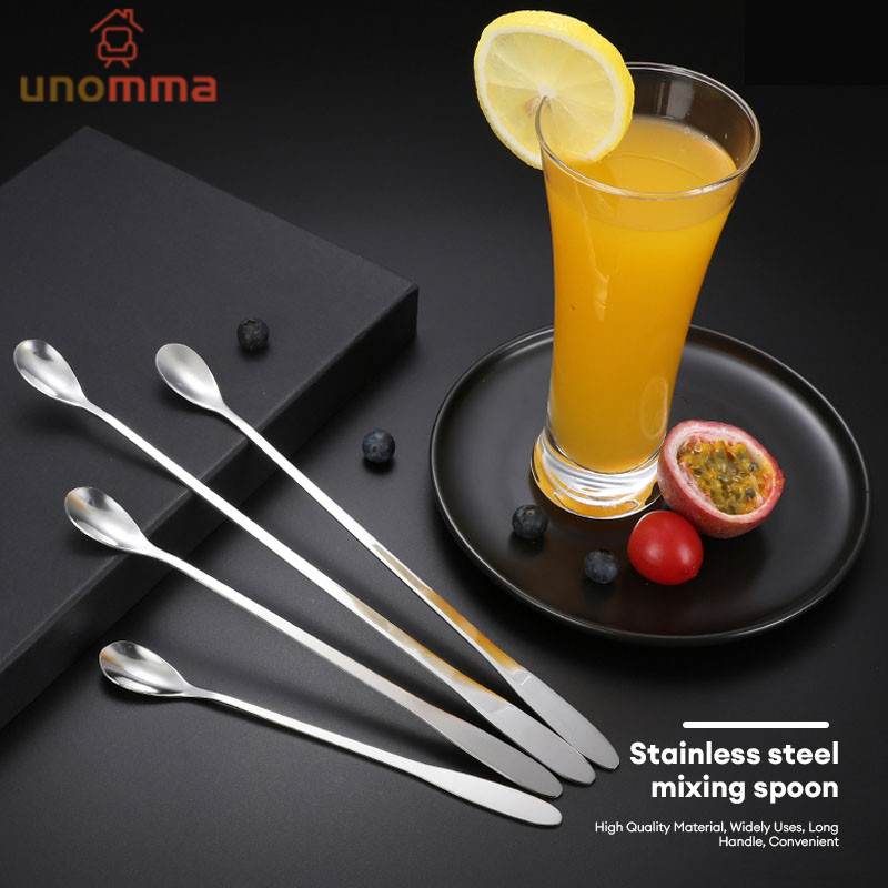 ช้อนน้ำแข็งสแตนเลส ช้อนผสมกาแฟ ช้อนไอศครีมด้ามยาว ของหวาน unomma