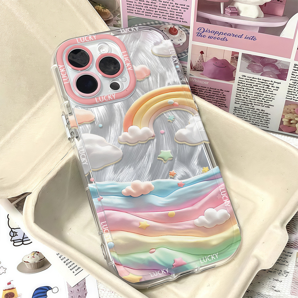 นี่ยม! เคสเส้นขอบโค้งมน น่ารัก การ์ตูน มีสีสัน สําหรับIPhone16 14 13 12 11 6 7 8 plus Pro Promax X XR XSMAX YBIMD020