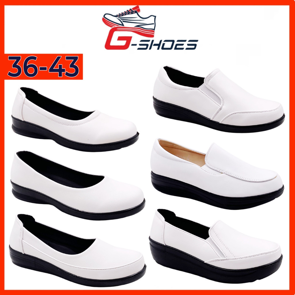 [G-SHOES] ChelseaPolo Women White Nurse Shoes Black Official Shoes Kasut Jururawat