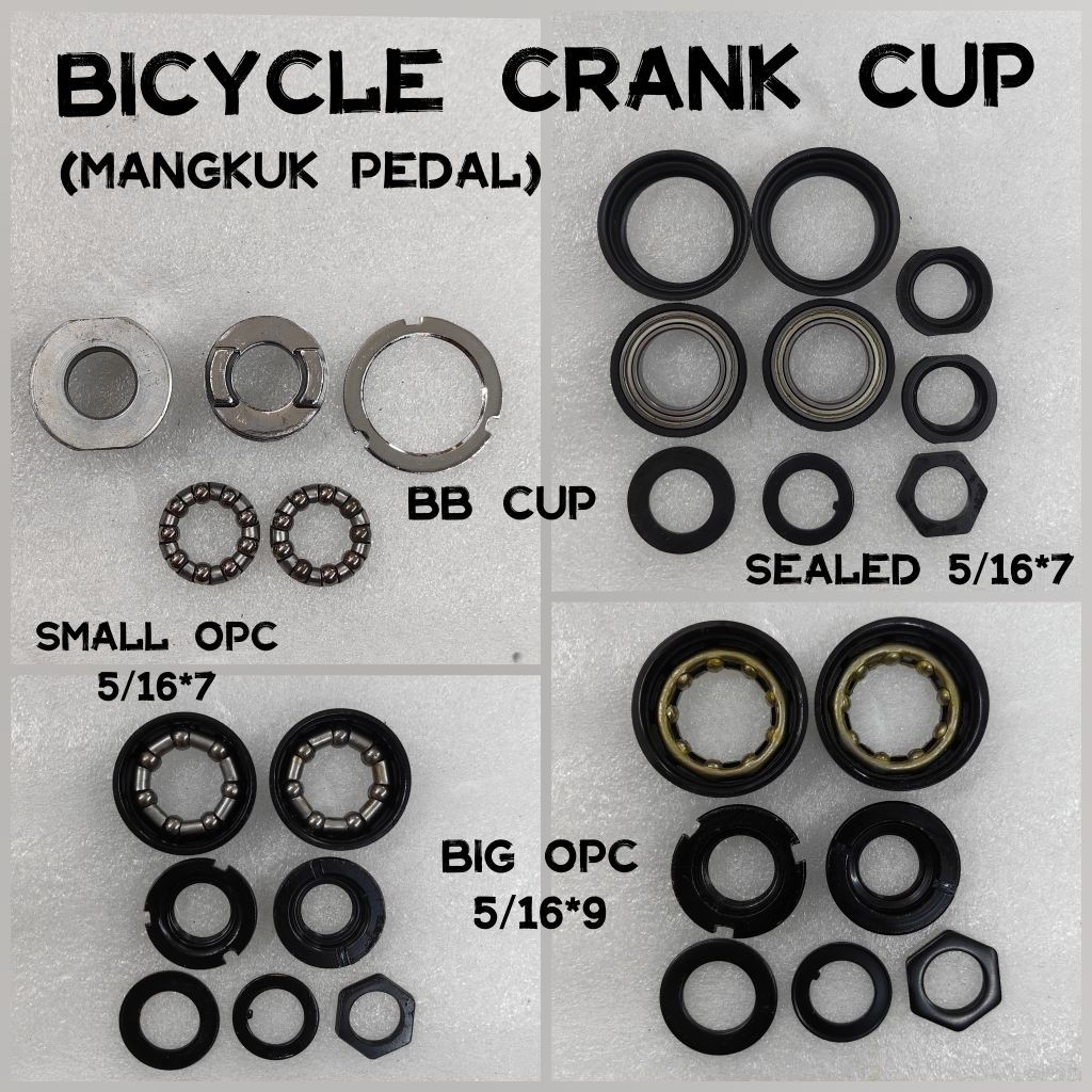 VVM: BICYCLE CRANKSET CUP BB CUP/OPC CUP MANGKUK BEARING PEDAL BASIKAL BUDAK MTN FIXIE 5/16*7 5/16*9
