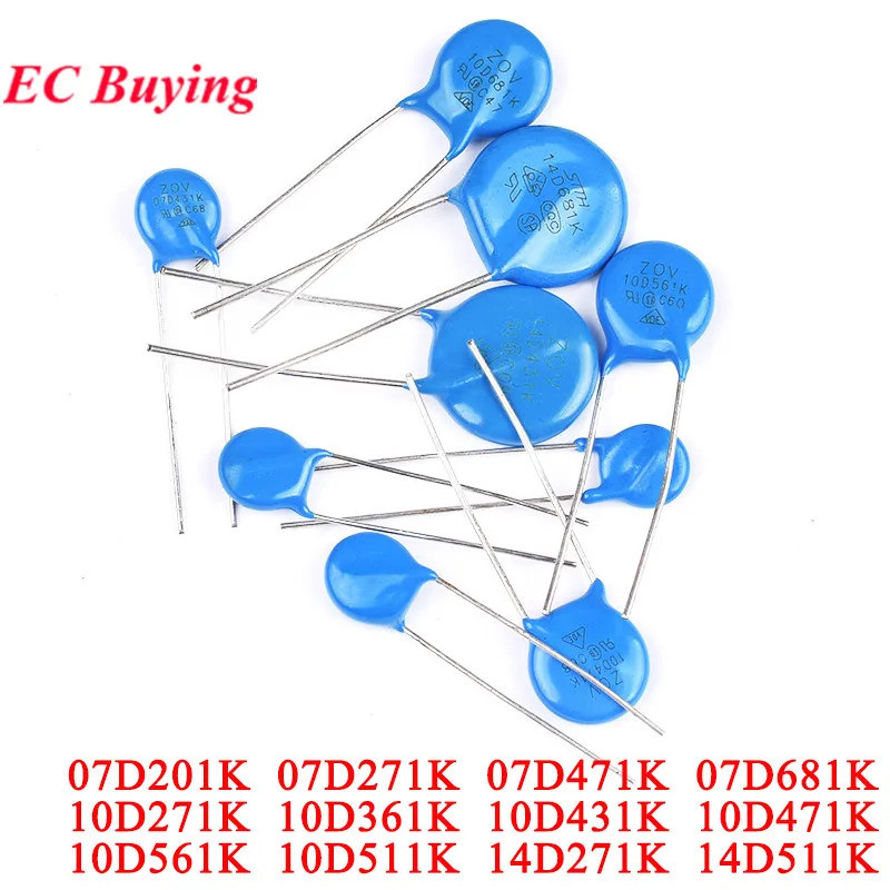 5-20pcs MOV Vartor Piezoresistor 7D/10D/14D 681K 621K 561K 511K 471K 431K 361K 271K 201K 560V 510V 4