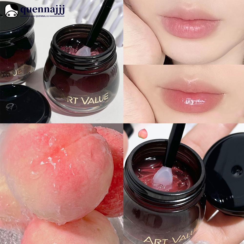 QHENNA หม้อสีดําขนาดเล็ก Lip Mask Moisturizing Sleep Care Lip Mask บํารุงผลไม้ลิปสติก Skin Care แต่ง