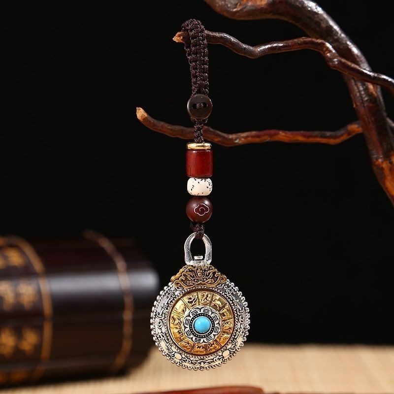 สองด้านหมุนทิเบต Jiugong Gossip Zodiac ยี่ห้อผู้ชายผู้หญิงสร้อยคอจี้ 9.15H