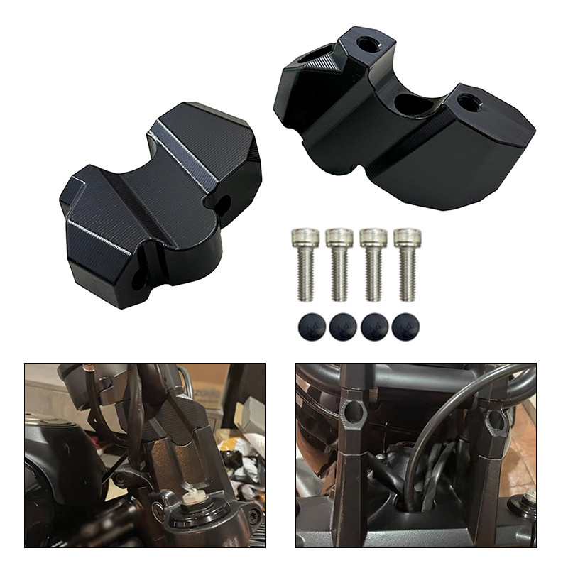 อุปกรณ์เสริมมอเตอร์ไซค์สีดำ ชุดยกแฮนด์บาร์ CNC พร้อมแคลมป์และที่ยึดสำหรับ Harley Sportster S 1250 12