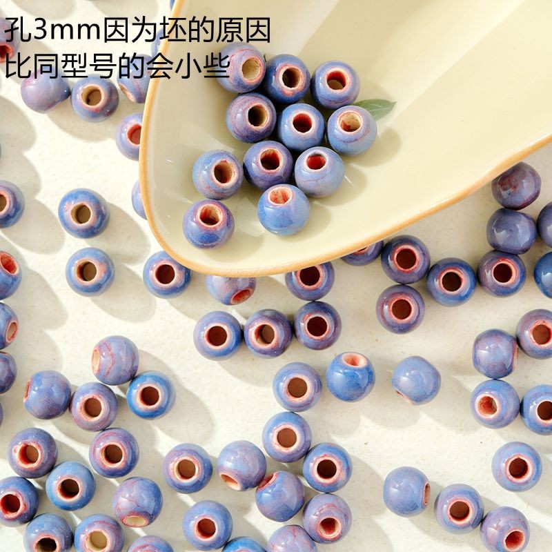 ลูกปัดเซรามิกรูปทรงกว้าง สีฟ้าสดใส พร้อมใช้งานสำหรับงานประดิษฐ์ - รูปที่ 2