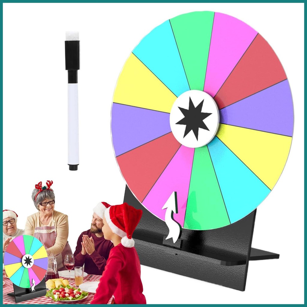 Spin The Wheel Game with Stand 12 นิ้ว Spin The Wheel 12 Slots Rouplette Doodle Game with Dry Erase 