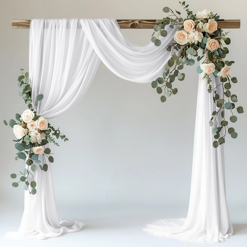 75 ซม.X 6M สีขาวงานแต่งงาน Tulle Arch Draping ผ้าฉากหลัง 28.7 "X 20FT Sheer ผ้าม่านผ้าสําหรับงานแต่งงานพิธีวันเกิด Party