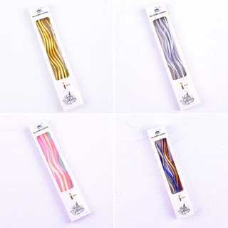 🛒พร้อมส่ง🇹🇭🇹🇭🛒เทียนวันเกิดเรนโบว์ทรงเกลียว เทียนวันเกิด สีเมทาลิค สีมุก สีพาสเทล