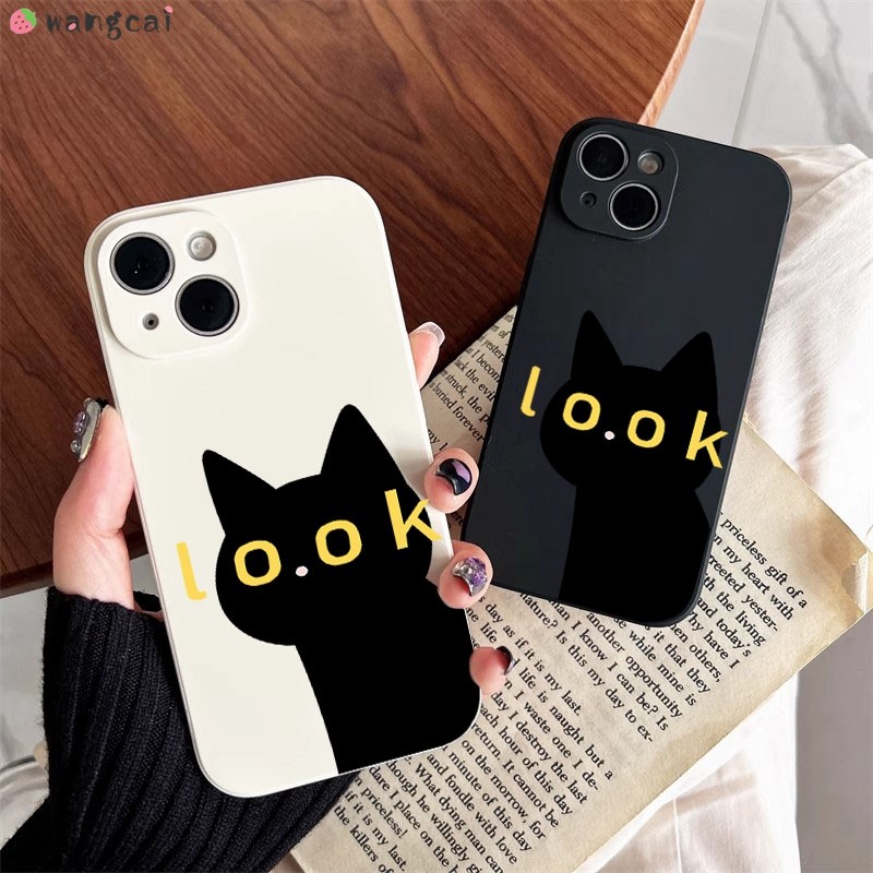 สําหรับ Huawei Pura 80 70 P60 P50 P40 P30 P20 P10 Mate 70 60 50 40 30 20 20X 10 9 Pro Plus Lite เคสโทรศัพท์ตลกแมวน่ารักการ์ตูนเรียบง่ายสีเหลืองนุ่มกรณีปกหลัง