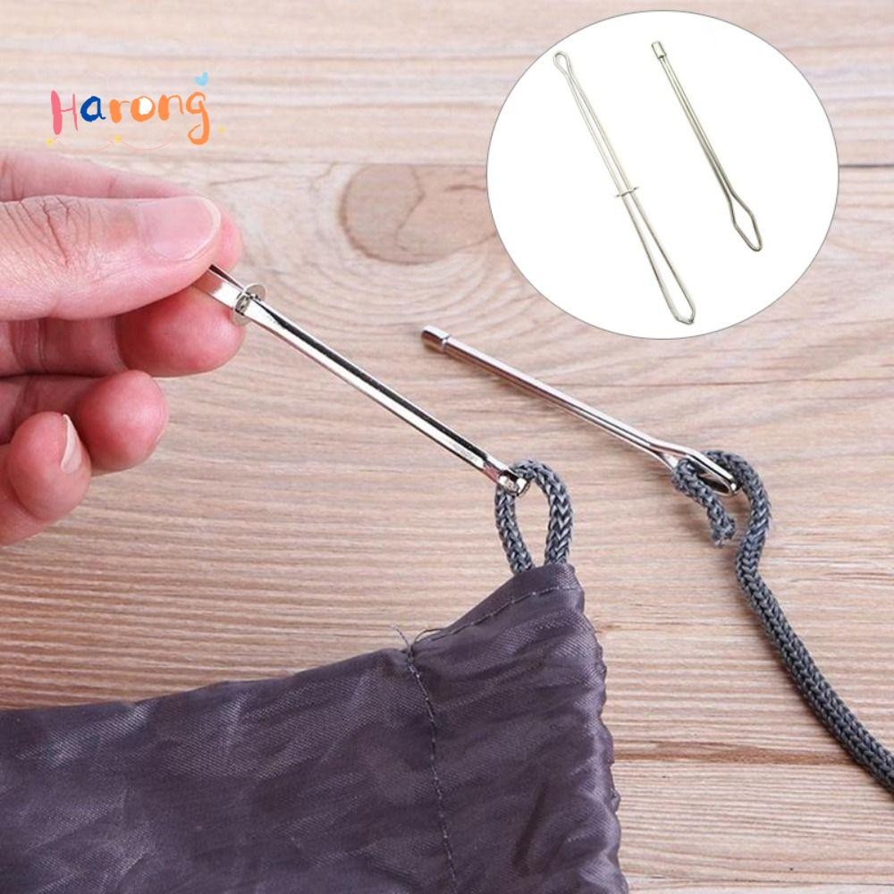 HARONG Wearing Threaders Guide, Garment Threading Tools Forceps Auxiliary Rope Threader Guides, Craft Stainless Steel Elastic Rope Threader