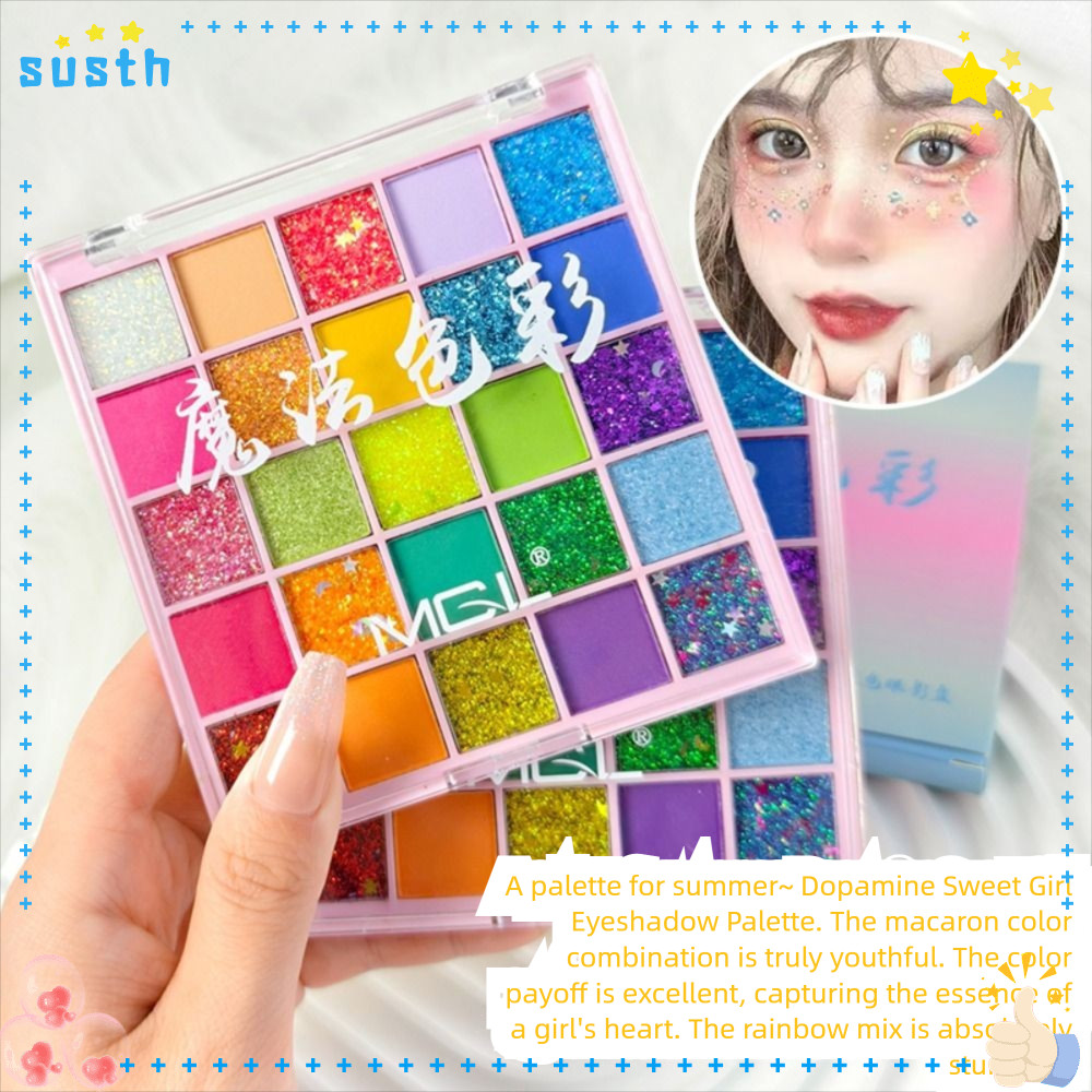 SUSTH Matte Shimmer Eyeshadow, Highlighter Long Lasting Eyeshadow Palette, 25 สี Multi-functional Makeup Palette Book