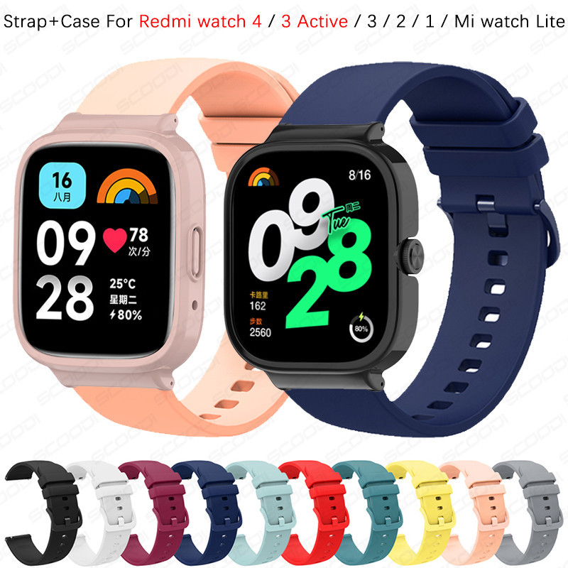 สายนาฬิกาซิลิโคน + สําหรับ Redmi watch 4 / 3 Active / 3 / 2 / 1 / Mi watch Lite สายรัดข้อมือสร้อยข้อมือเปลี่ยนวง