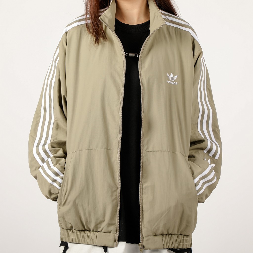ADIDAS อาดิดาส ต้นฉบับ แฟชั่นสตรีลําลองยืนขึ้นปกแจ็คเก็ตผู้ชายแจ็คเก็ตเสื้อกันลมกีฬาหลวม