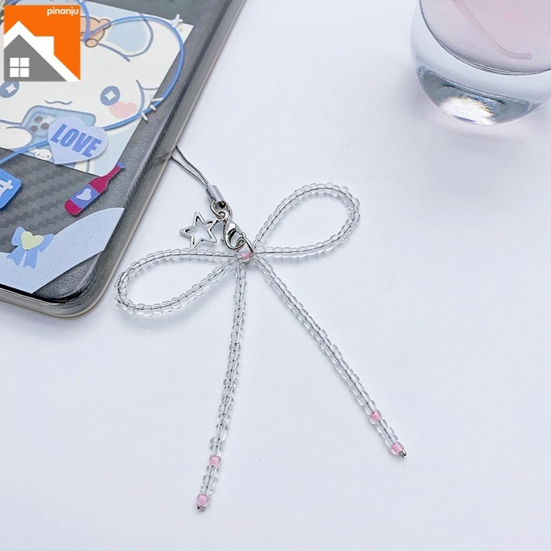 Ins Pearl Bow พวงกุญแจ DIY โทรศัพท์มือถือจี้กระเป๋าอเนกประสงค์กระเป๋าเด็กตกแต่ง