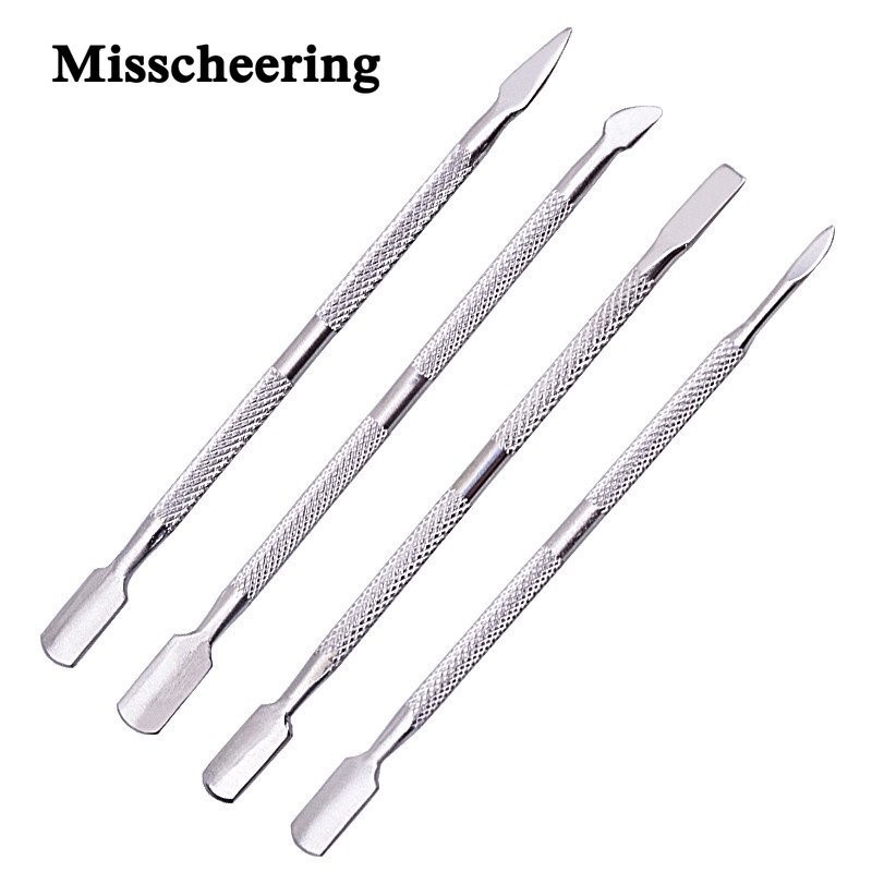 ที่ดุนหนัง ขูดสีเจล 4แบบให้เลือก สแตนเลสอย่างดี สองหัว สีเงิน  อุปกรณ์ทำเล็บ