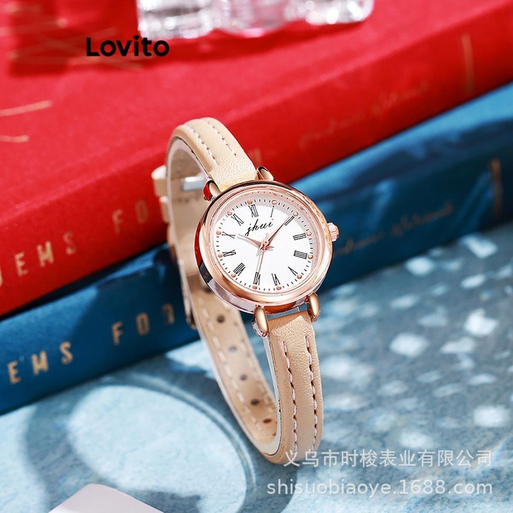 Lovito นาฬิกาควอตซ์ผู้หญิง กันน้ำ สีพื้น สไตล์หรูหรา LFA37120