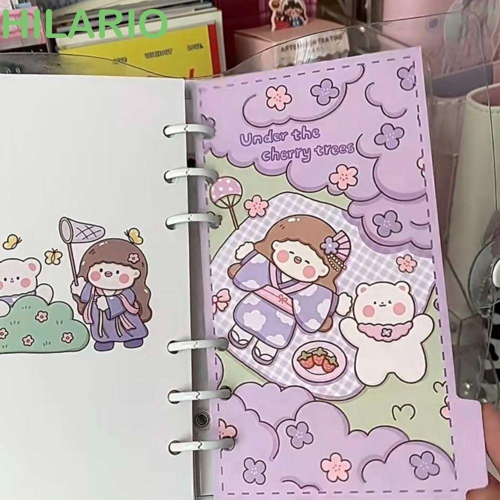Hilario 5 ชิ้น A6 กระดาษเติมใบหลวม, Rabit Bear ภายในเติมเกลียว Binder กระดาษ, การ์ตูนหวาน 6 หลุมหมวดหมู่หน้า Tab Notebook Index Divider กระดาษผู้หญิง