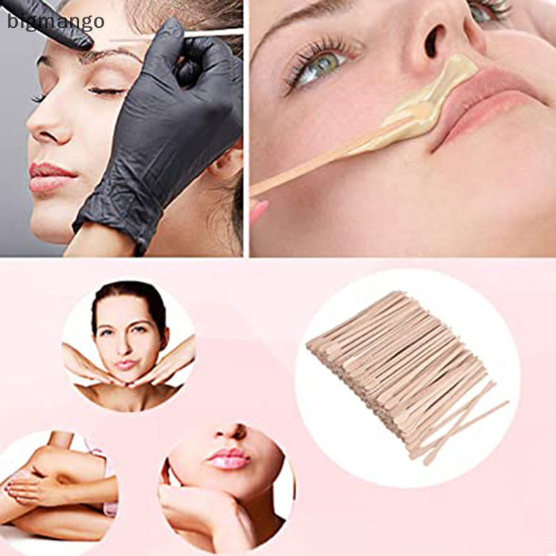 [bigmango] 100 ชิ้นไม้พายแว็กซ์ลิ้น Depressor เครื่องมือกําจัดขนความงามสต็อกใหม่