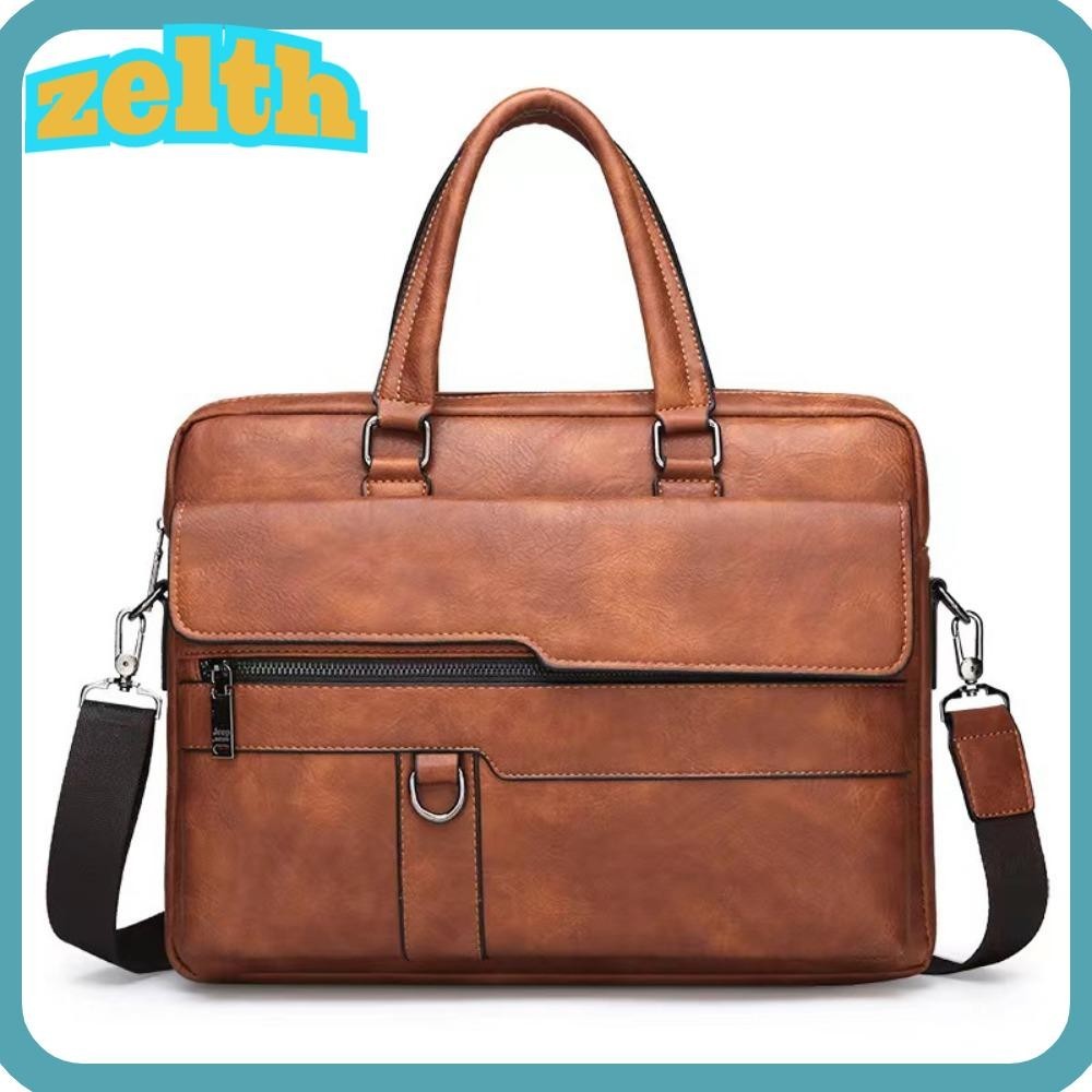 Zelth กระเป๋าเอกสารผู้ชาย, Dacron PU Business PU Messenger Bag,กระเป๋าถือสํานักงานสีทึบเรียบง่ายสําหรับสําหรับ