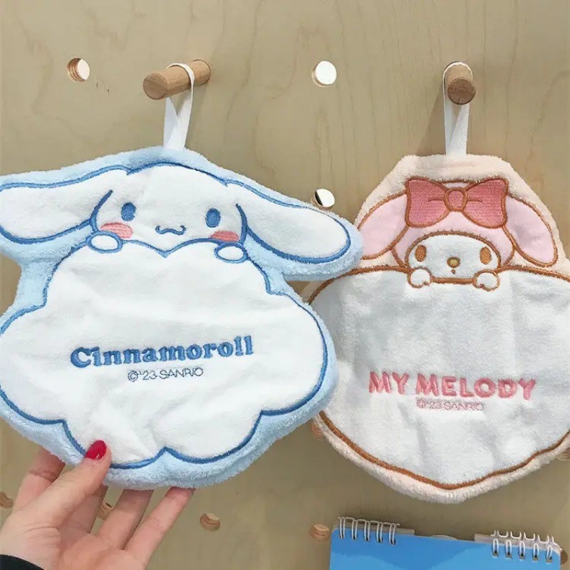 Sanrio Kawaii Cinnamoroll ผ้าเช็ดมือ MyMelody อะนิเมะห้องน้ําส่วนบุคคลหนาดูดซับน้ําเด็กความปลอดภัยผ้าเช็ดมือ
