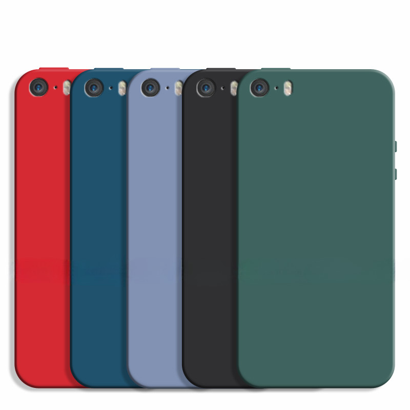 Iphone5 iPhone5S iPhoneSE2016 สแควร์ซิลิโคนเหลว Soft TPU เคสโทรศัพท์สําหรับ iPhone SE 2016 5 5S Anti Scratch Anti-Fingerprints โทรศัพท์ฝาหลังกันชน Protector