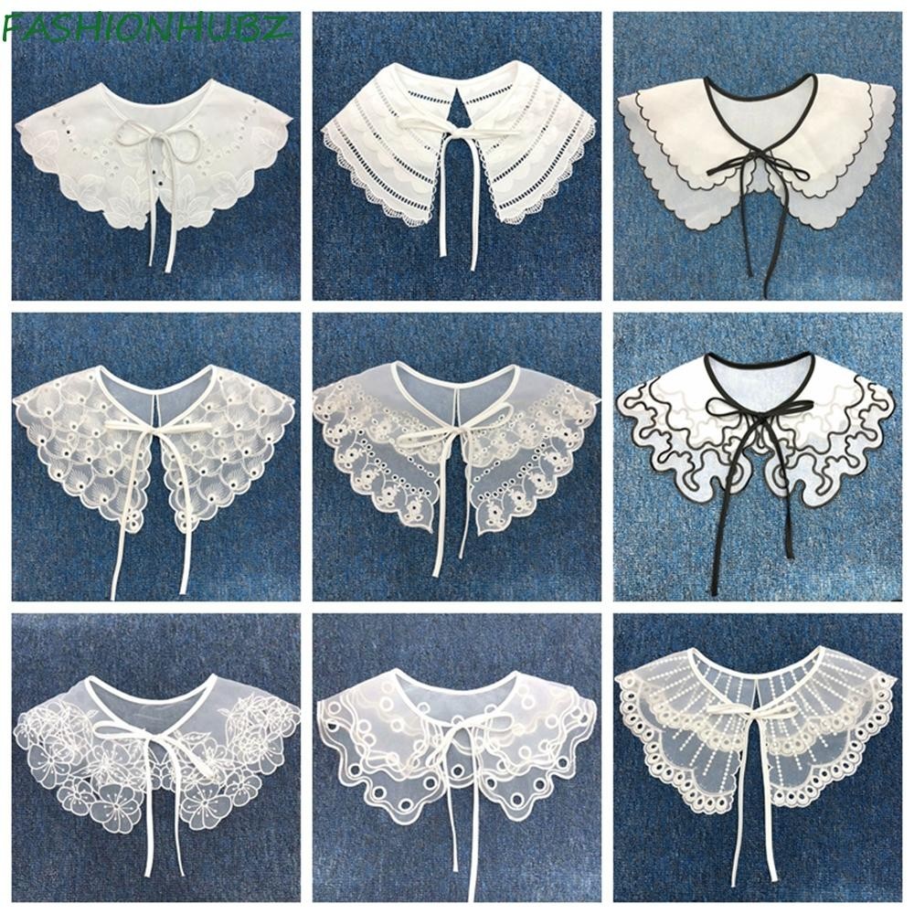 Fashionhubz ปกปลอมที่ถอดออกได้ตกแต่งผ้าคลุมไหล่ Applique สําหรับผู้หญิงปักเครื่องแต่งกายเย็บ