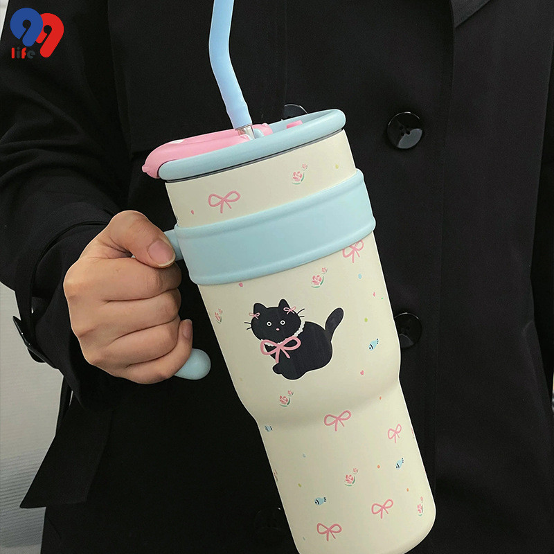 99LIFE 1200ml Lianhai Ice Master Cupน่ารักถ้วยดื่มInfluencerขนาดใหญ่-ความจุแบบพกพานักเรียนสาวหัวใจแบบพกพาถ้วย