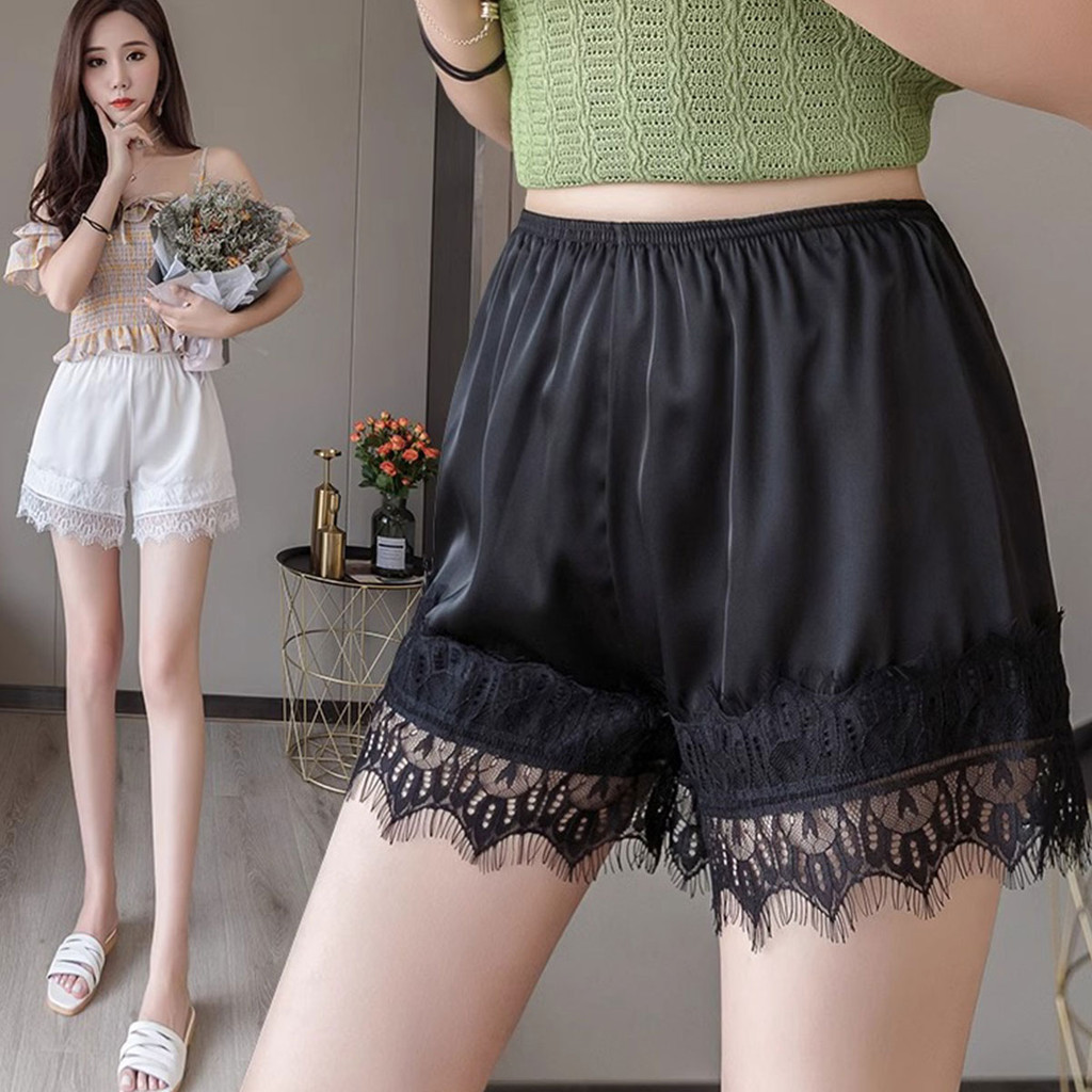 กางเกงขาสั้นใหม่ล่าสุดผ้าวาตินอย่างดีที่สุด ดีไซน์สวยลายลูกไม้