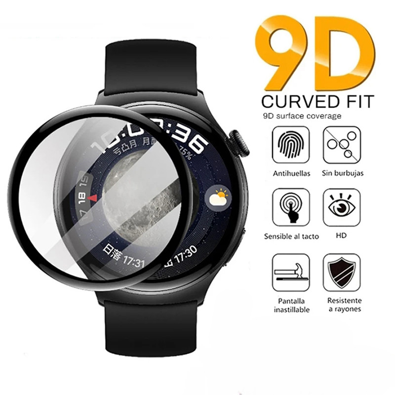 Huawei GT2Pro GT3Pro GT3SE HD Black Edge ฟิล์มกระจกนิรภัย + คาร์บอนไฟเบอร์ฟิล์มด้านหลังสําหรับ Huawei GT4 GT3 GT2 SE Pro ECG 46 มม.GT Runner GT2e Anti-Fingerprintsนาฬิกาป้องกันหน้าจอ