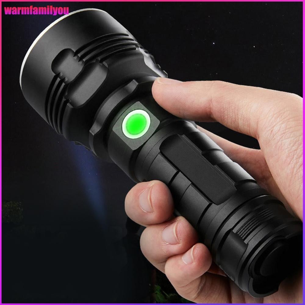 warmfamilyou Super Bright LED ไฟฉายกําลังสูง XHP70 1000LM USB ชาร์จ IPX4 กันน้ําแสงแฟลชสําหรับเดินป่าตกปลาฉุกเฉิน