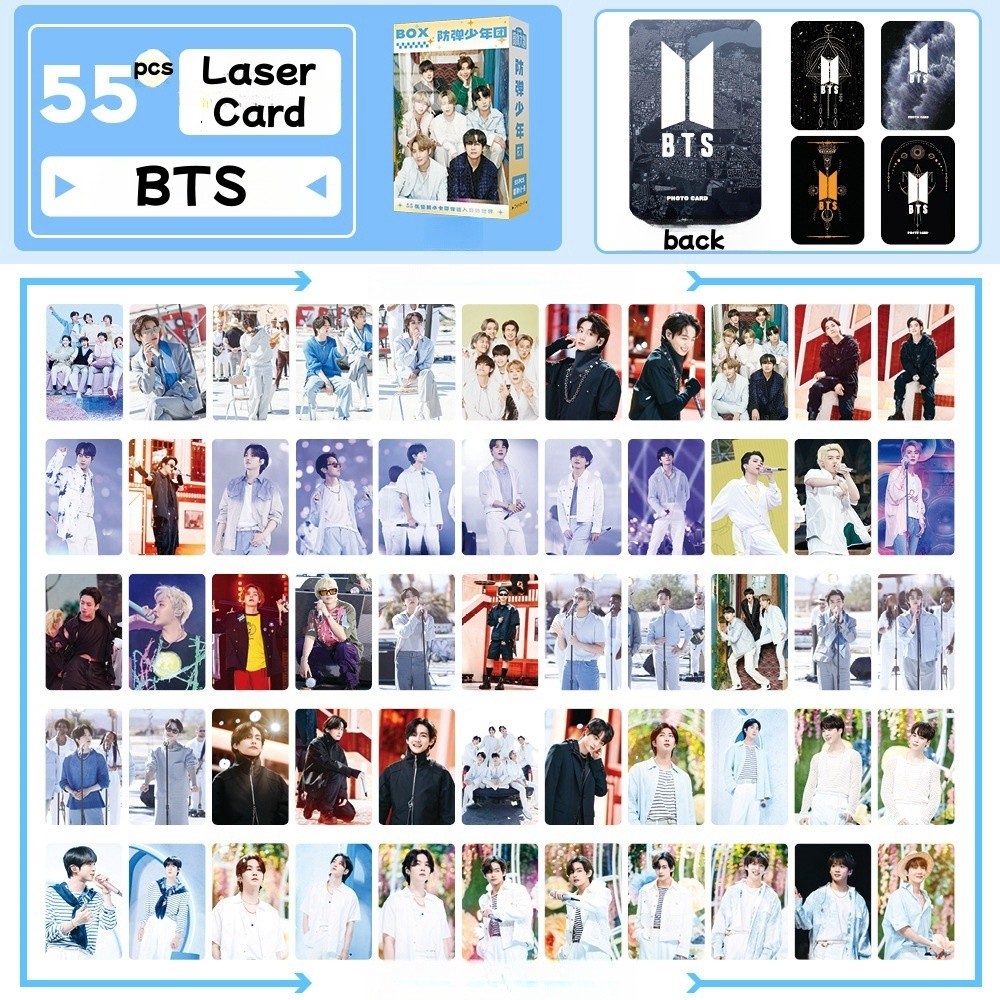 50-124pcs BT-S เลเซอร์โฮโลแกรม Lomo การ์ด 11th Anniversary 2024 FESTA MONOCHROME POP UP V Jung Kook 