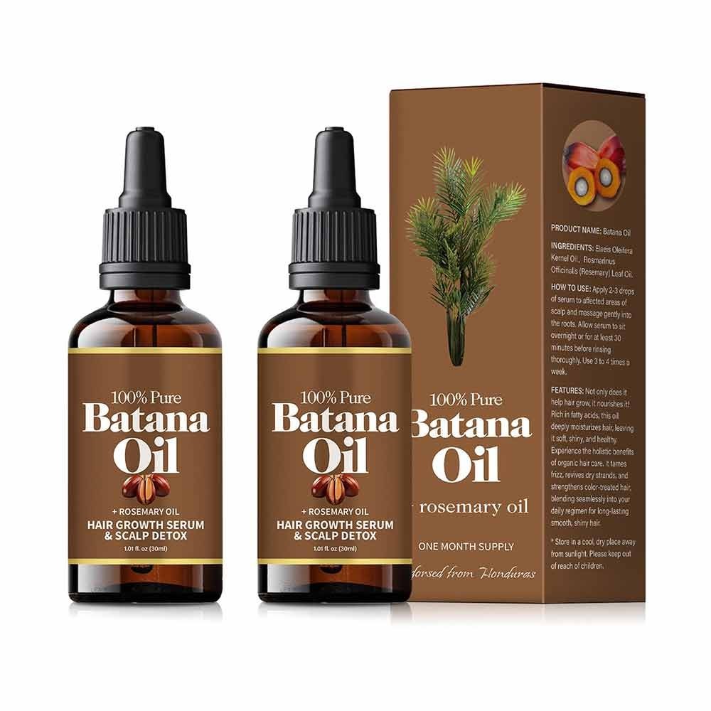 2PCS Batana Oil with Rosemary for Hair Growth - Nourish Scalp & Detox for Strong