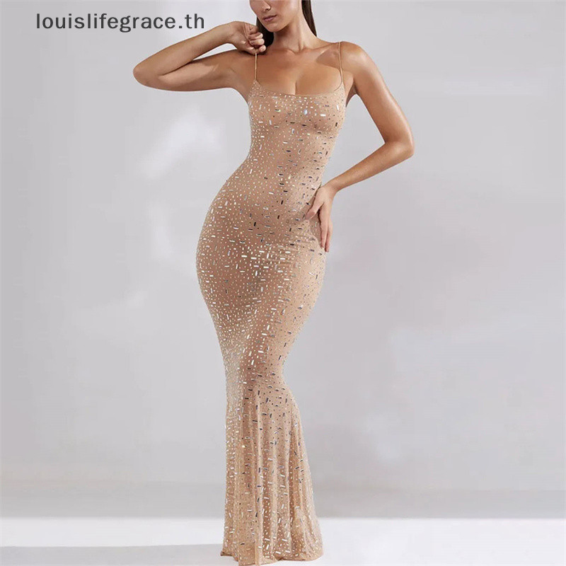Lgth เซ็กซี่ Sequined สายคล้องชุดเพชรผู้หญิงแขนกุด Slim Hip แพคเกจ Tube Top Shinny ชุดราตรีแฟชั่น Bodycon Robe ร้อน