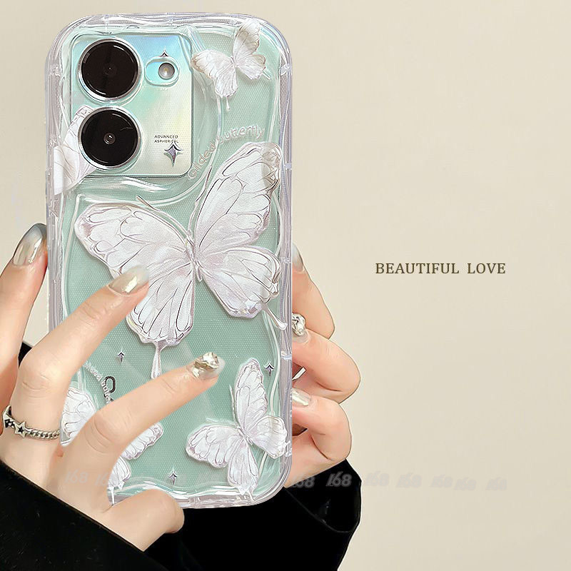 เคส Vivo Y36 Y27 Y28S 5G เคส Vivo Y27S Y18 Y28 Y03 ใส เยลลี่ กันกระแทก เคสโทรศัพท์ ลายผีเสื้อน่ารัก พร้อมสายคล้องโทรศัพท์ ตัวป้องกันกล้อง